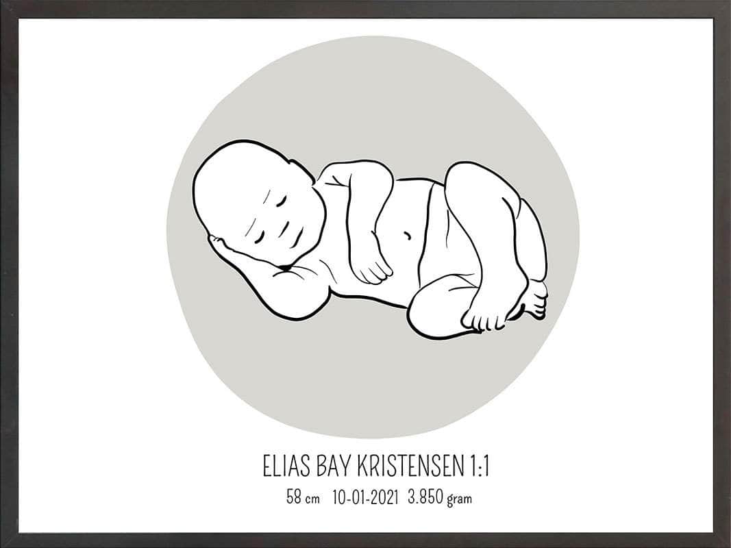 Birth Poster   Fødselsplakat  :  Liggende Blå