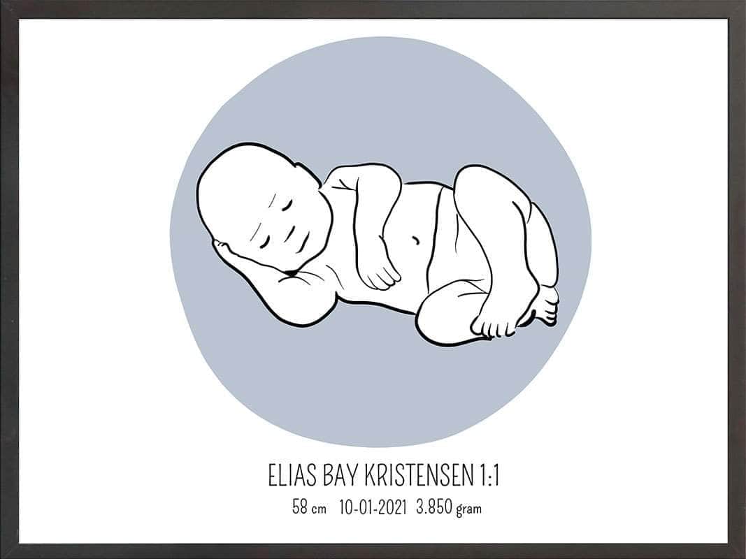 Birth Poster   Fødselsplakat  :  Liggende Lyserød