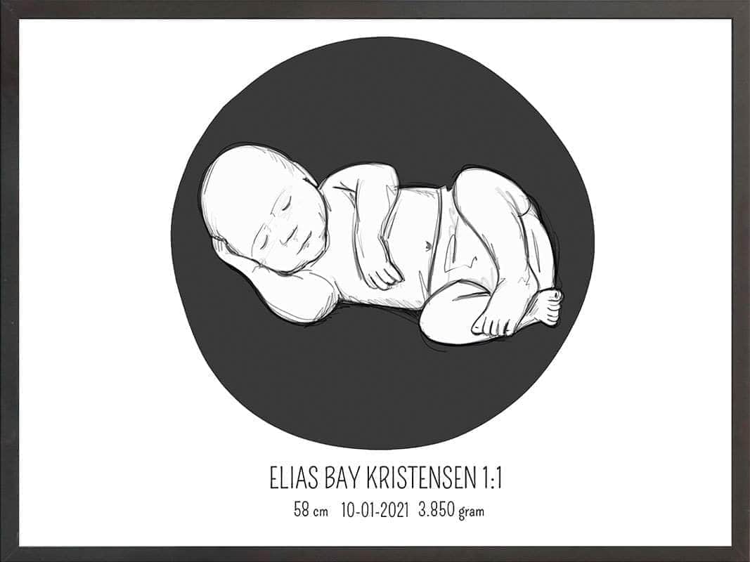 Birth Poster   Fødselsplakat  :  Liggende Lyserød