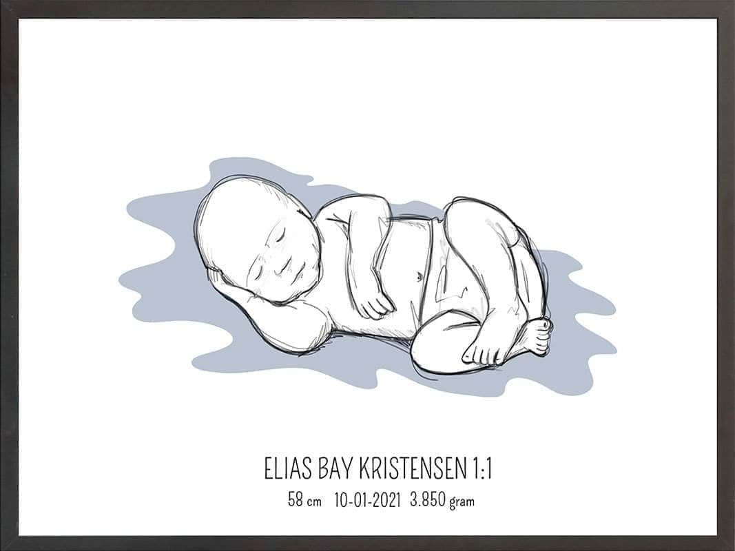 Birth Poster   Fødselsplakat  :  Liggende Lyserød