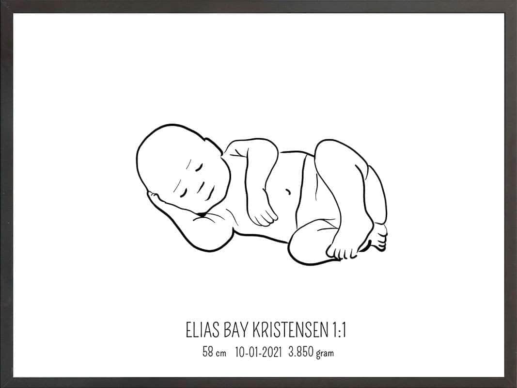 Birth Poster   Fødselsplakat  :  Liggende Lyserød