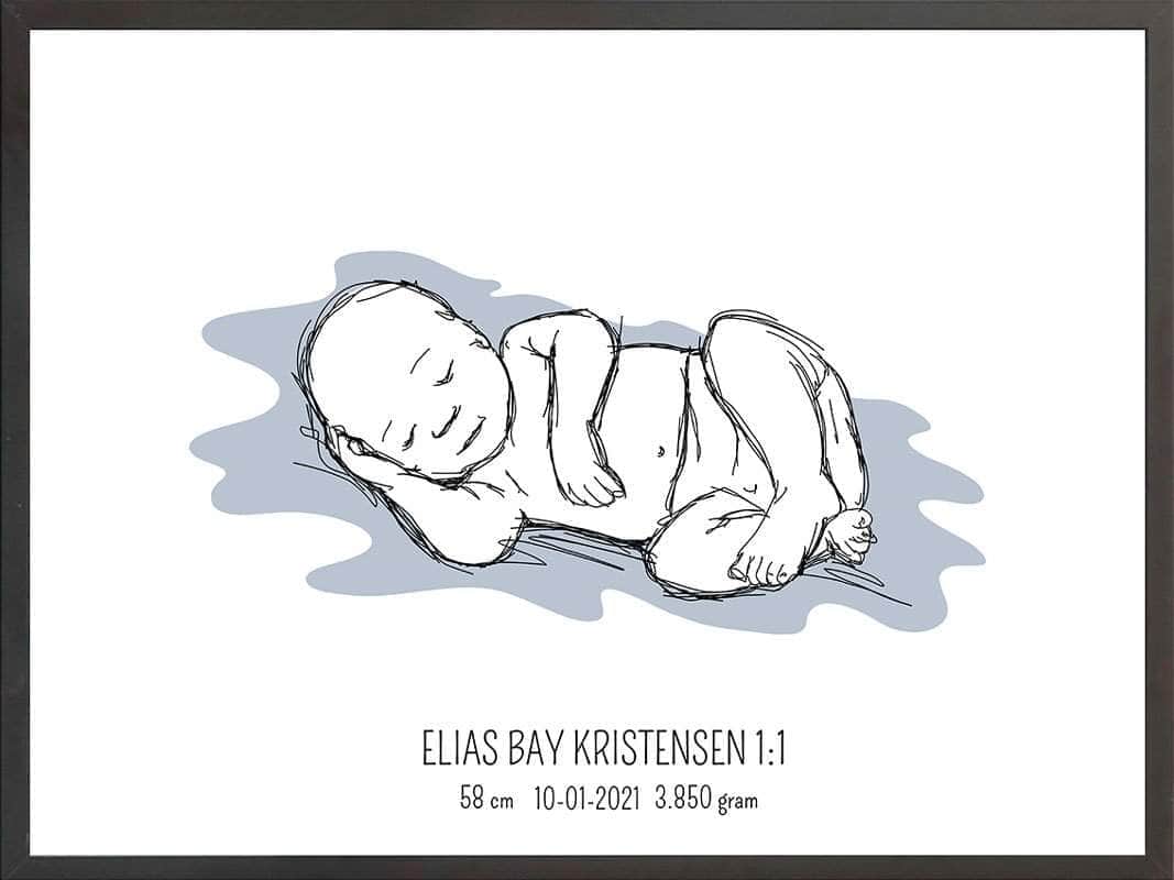 Birth Poster   Fødselsplakat  :  Liggende Lyserød