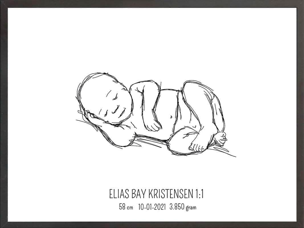 Birth Poster   Fødselsplakat  :  Liggende Lyserød