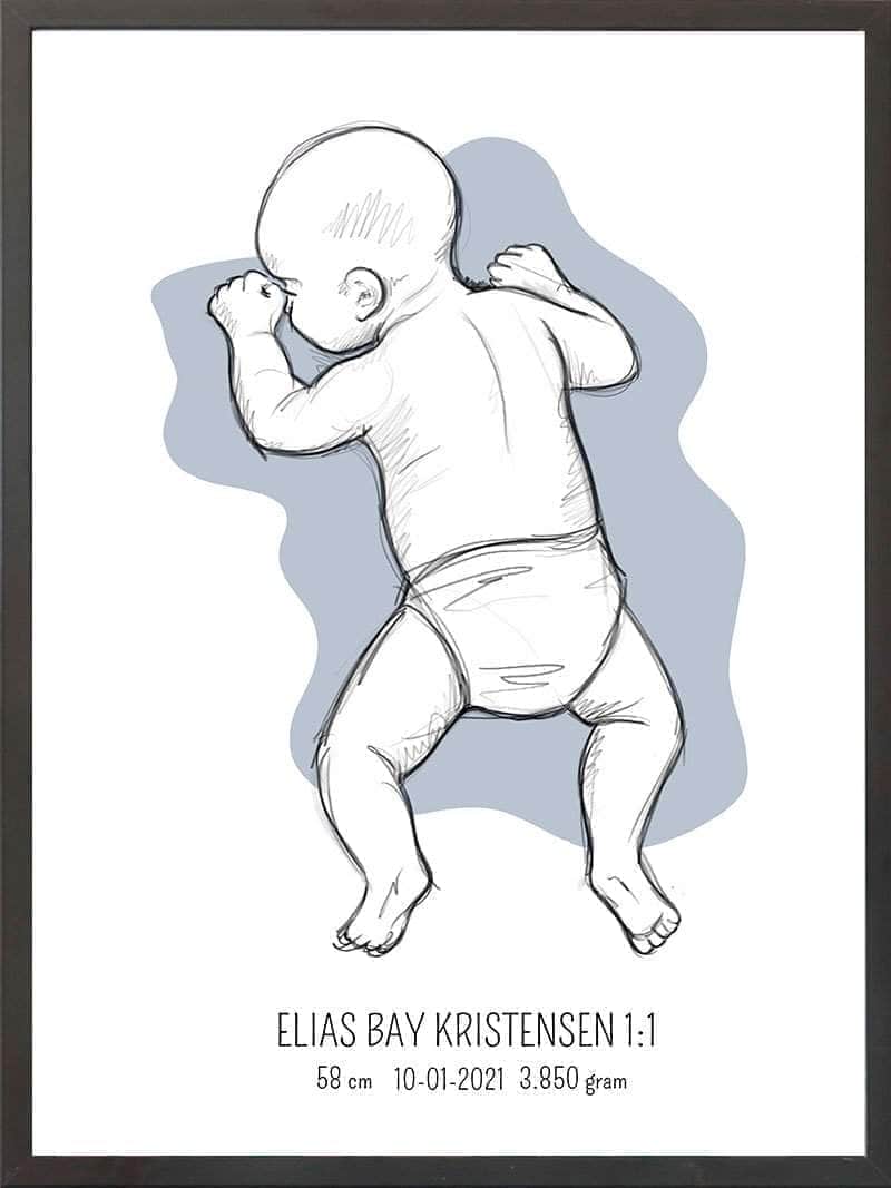 Birth Poster   Fødselsplakat  :  På Maven Blå