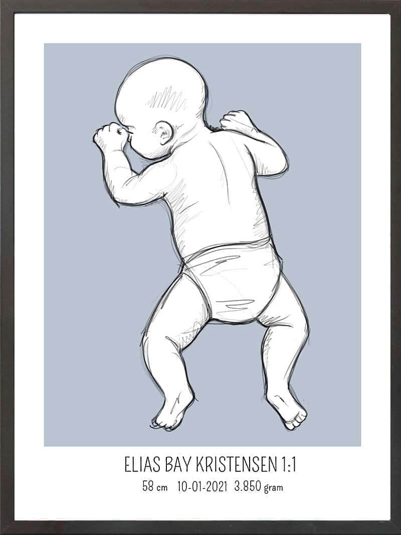 Birth Poster   Fødselsplakat  :  På Maven Blå