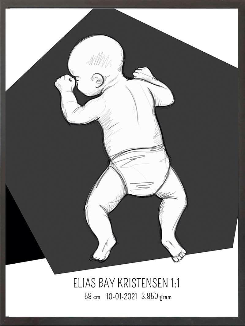 Birth Poster   Fødselsplakat  :  På Maven Lyserød
