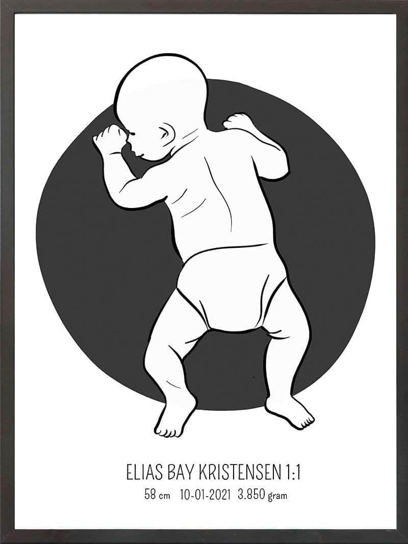 Birth Poster   Fødselsplakat  :  På Maven Lyserød