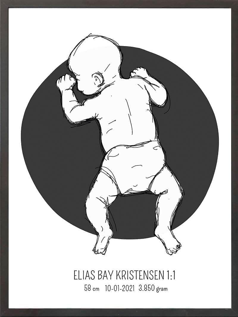 Birth Poster   Fødselsplakat  :  På Maven Lyserød