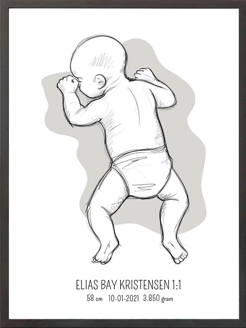 Birth Poster   Fødselsplakat  :  På Maven Lyserød