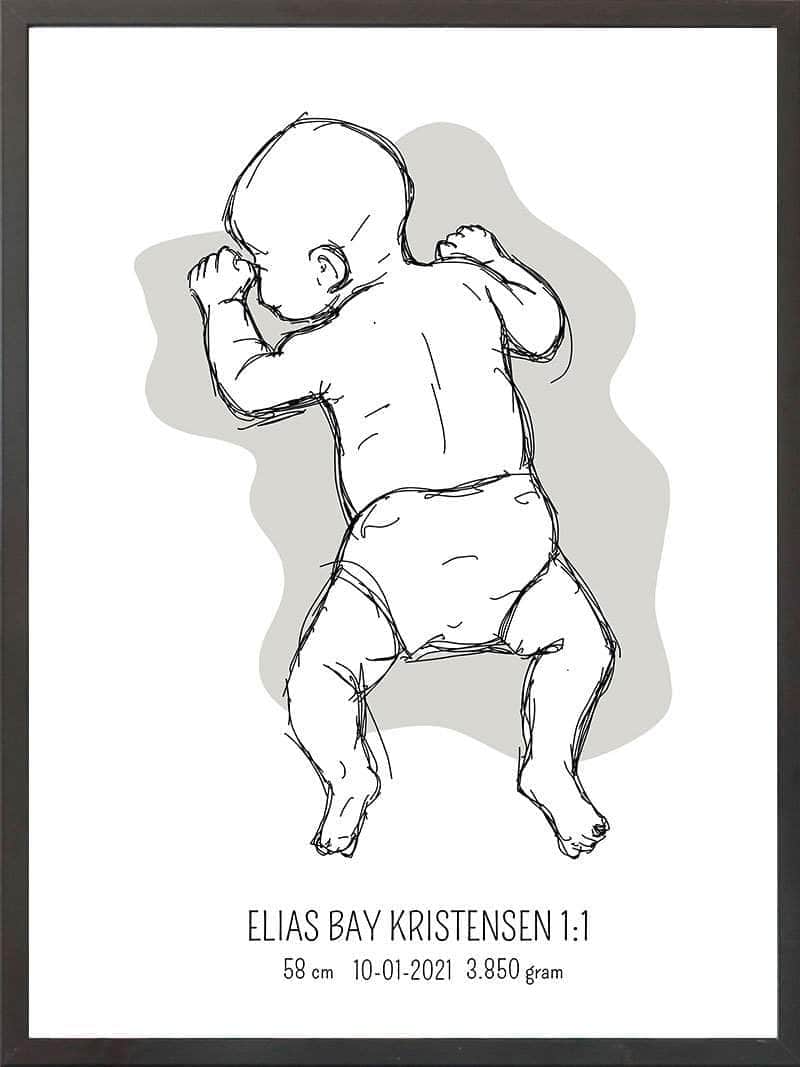 Birth Poster   Fødselsplakat  :  På Maven Lyserød