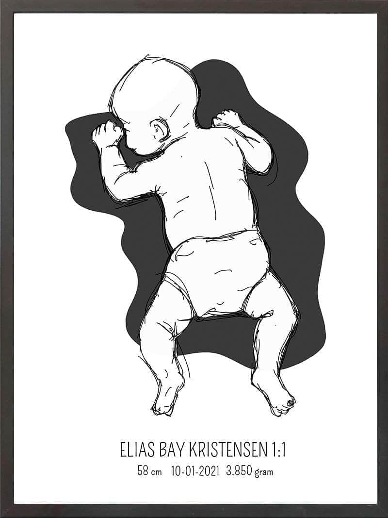Birth Poster   Fødselsplakat  :  På Maven Lyserød