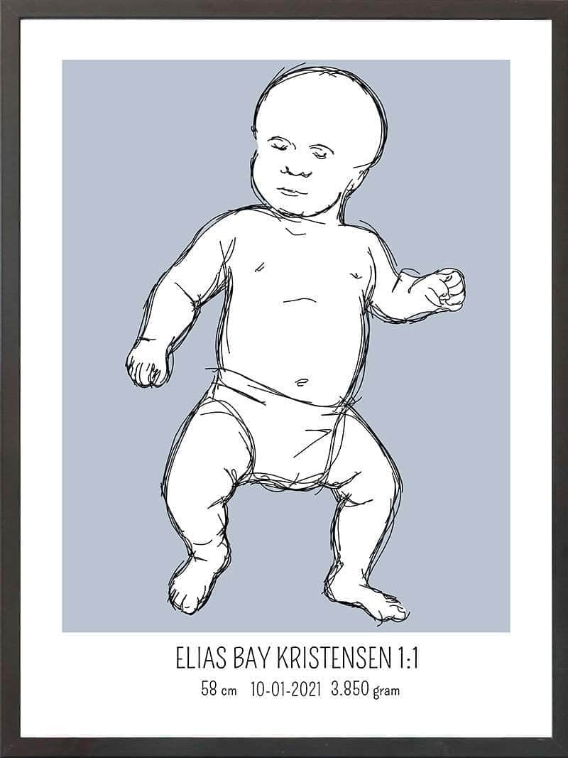 Birth Poster   Fødselsplakat  :  Tumling Blå