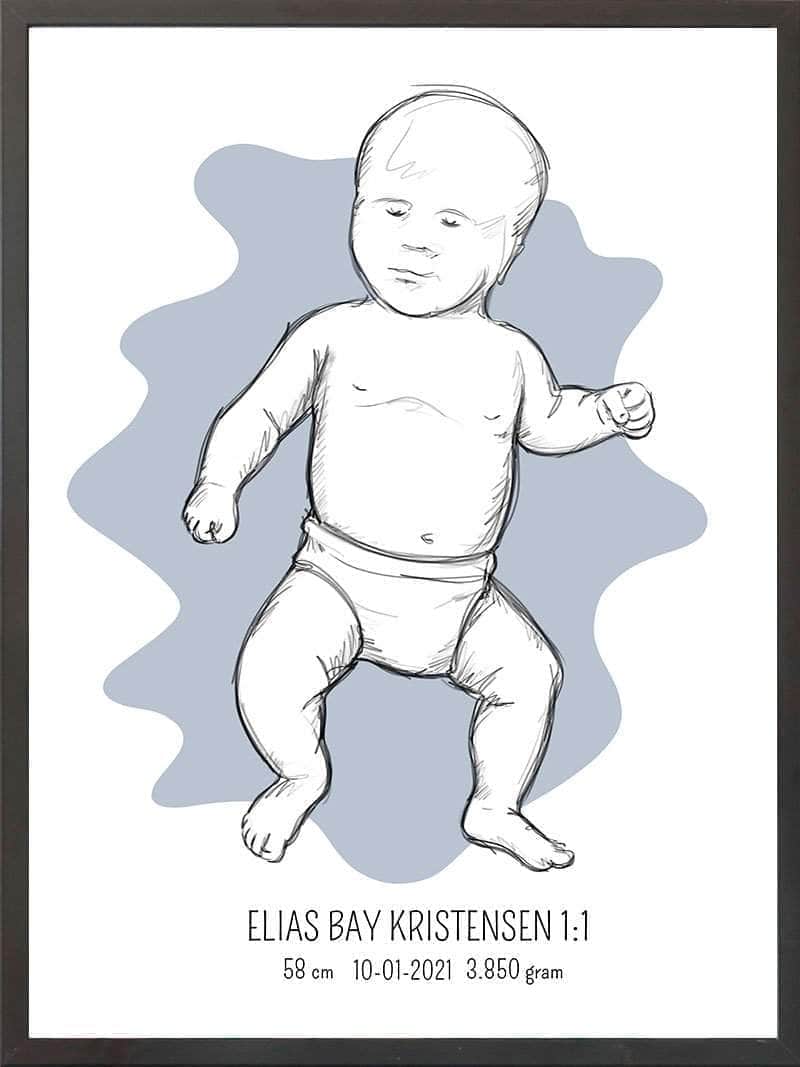 Birth Poster   Fødselsplakat  :  Tumling Blå