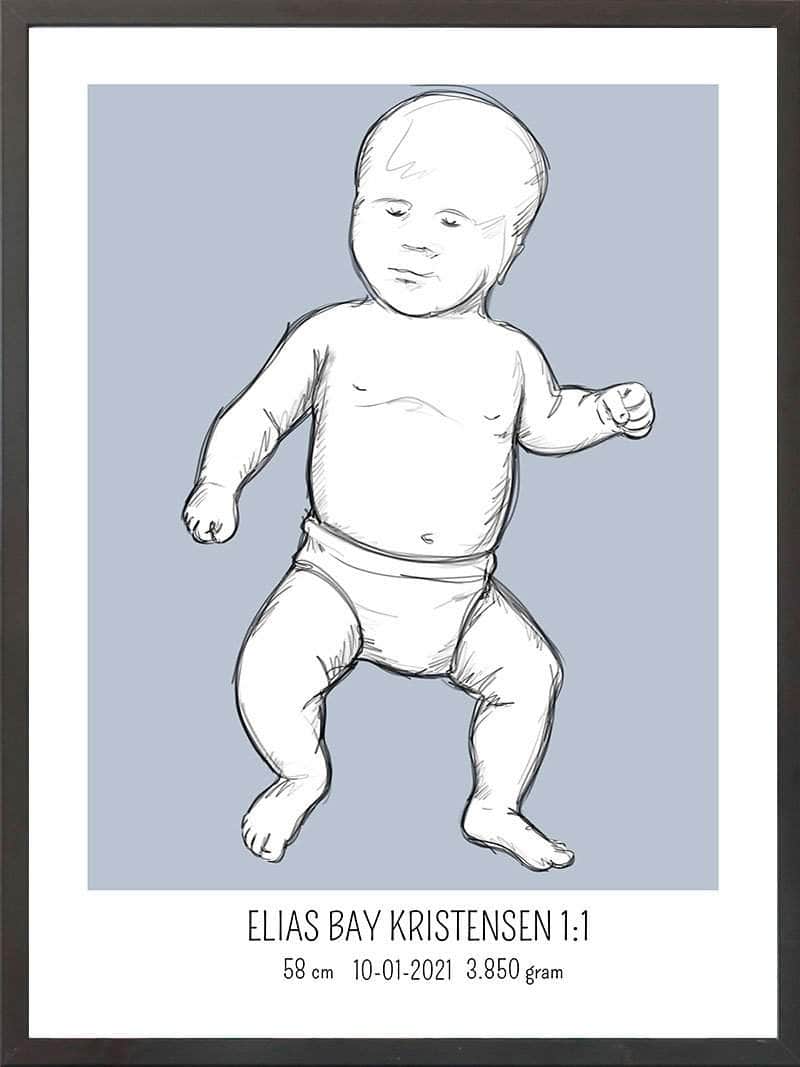 Birth Poster   Fødselsplakat  :  Tumling Blå