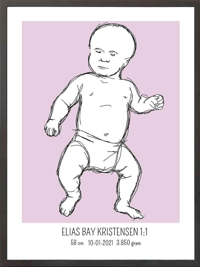 Birth Poster   Fødselsplakat  :  Tumling Lyserød