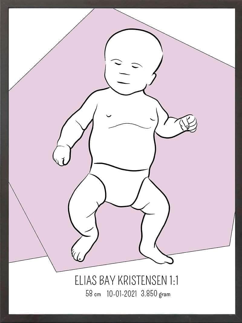 Birth Poster   Fødselsplakat  :  Tumling Lyserød