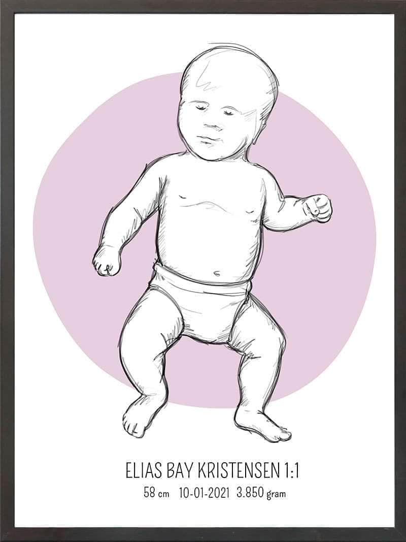 Birth Poster   Fødselsplakat  :  Tumling Lyserød