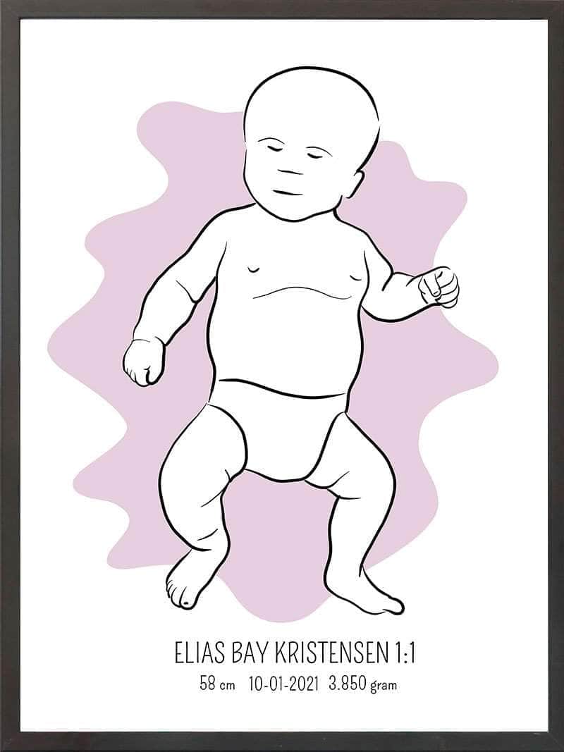 Birth Poster   Fødselsplakat  :  Tumling Lyserød