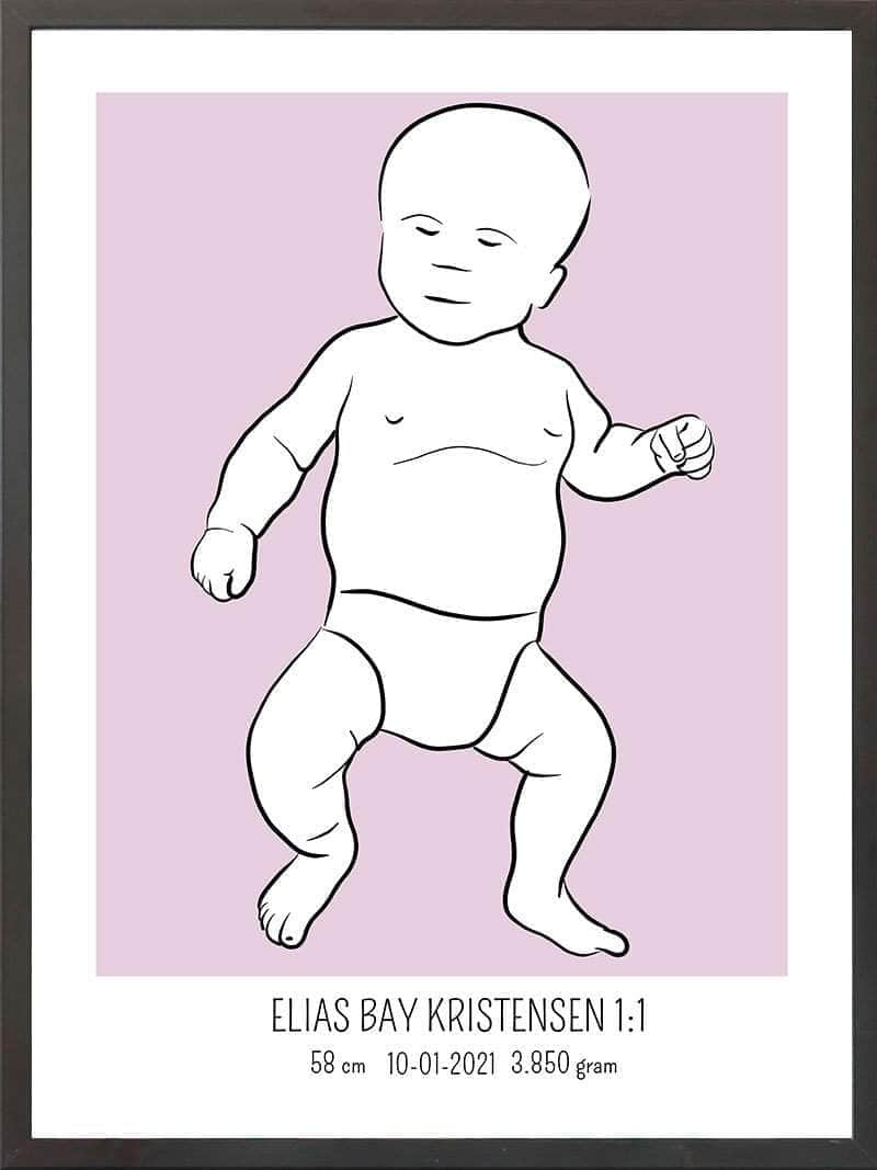 Birth Poster   Fødselsplakat  :  Tumling Lyserød