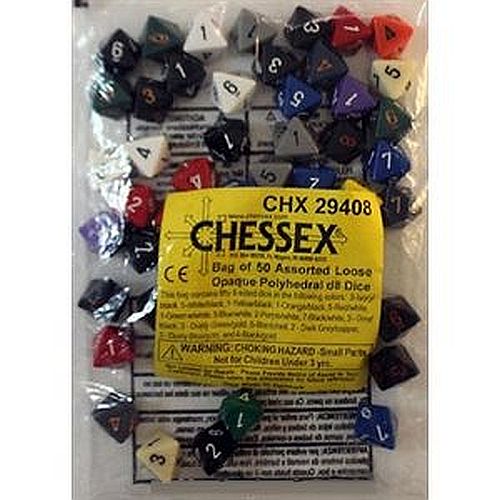 Dice Chessex Opaque Bag Of 50 Dice Assorted Polyhedral D8   -sidet  Tilf 195 166 Ldige