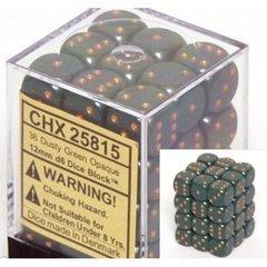 Dice Terninges 195 166   36 Stk    Sidet  D6  Opaque Dusty Green   Copper