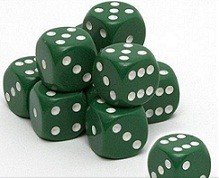 Dice Terninges 195 166   12 Stk    Sidet  D6  Opaque Green With White