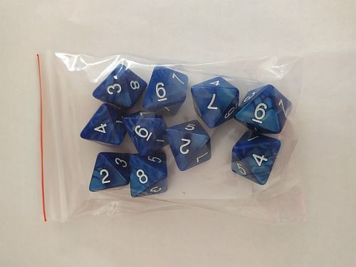 Dice Terninges 195 166   10 Terninger Kaissa Dice: Pearl Blue White D8    Sidet