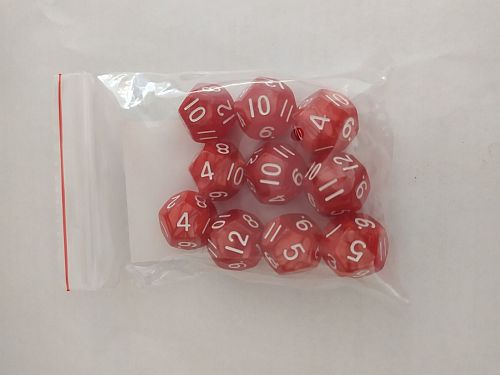 Dice Terninges 195 166   10 Terninger Kaissa Dice: Pearl Red White D12  12 Sidet