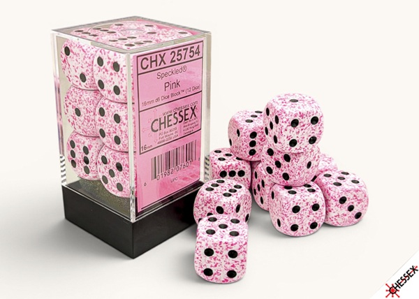 Dice Terninges 195 166   12 Terninger Speckled Dice Block D6    Sidet  16mm: Pink