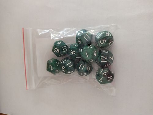 Dice Terningesæt 10 Terninger Kaissa Dice: Pearl Green White D12  12 Sidet