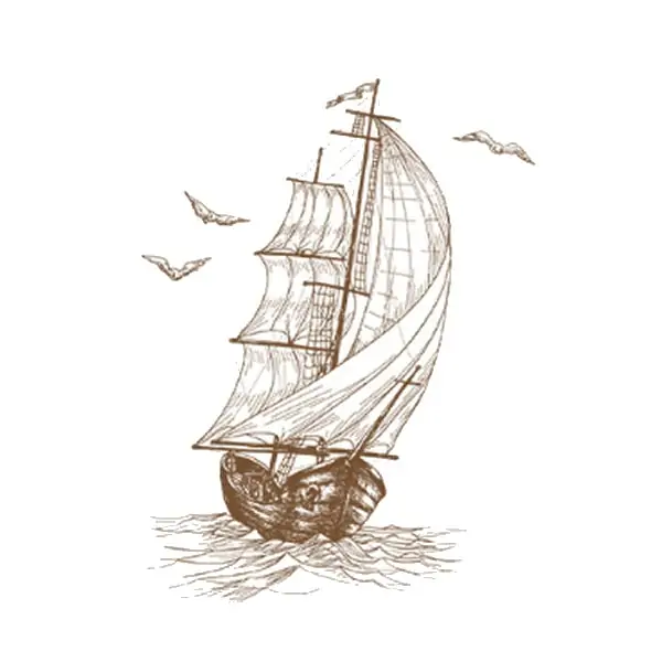 Flot Wallsticker Med Et Gammelt Sejlskib  58x43cm