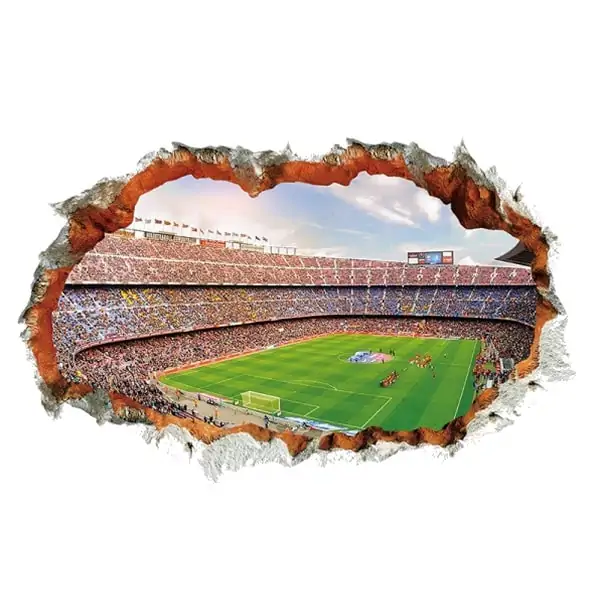 Fodboldstadion Wallsticker  Hul   Væggen 3d Effekt  90x60cm