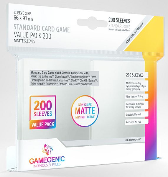 Gamegenic Matte Sleeves: Standard Card Game Size Value Pack  200 Kortlommer