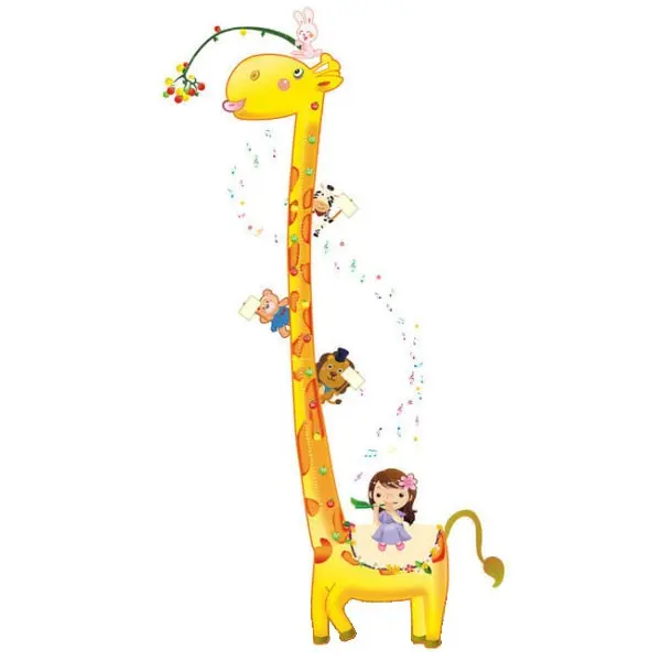 Kæmpe Målebånds Wallsticker  Giraf    Meter Høj