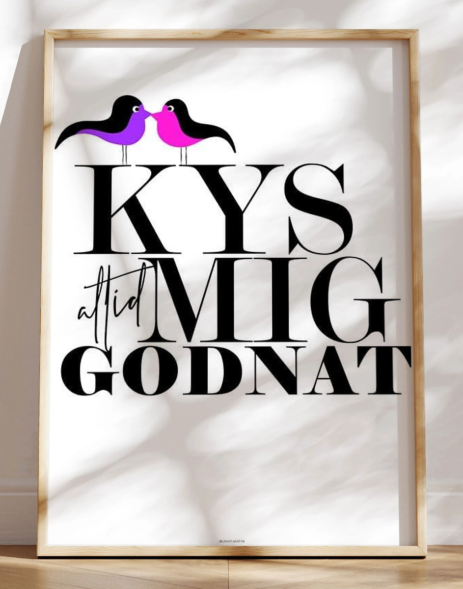 Kys Mig Godnat Birds Plakat