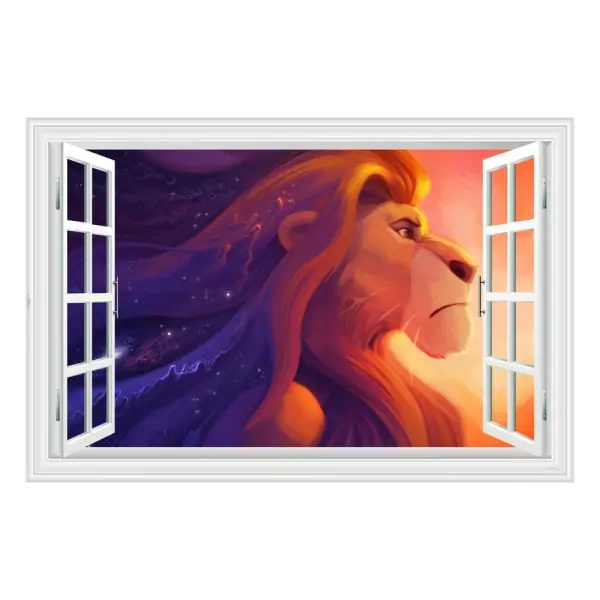 Løvernes Konge Wallsticker  Vindue Med Mufasa  60x90cm