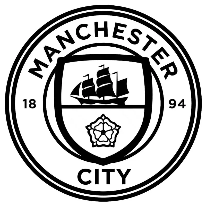 Manchester City Wallsticker  Stort Man City Logo Som Fodbold Wallsticker  Sort
