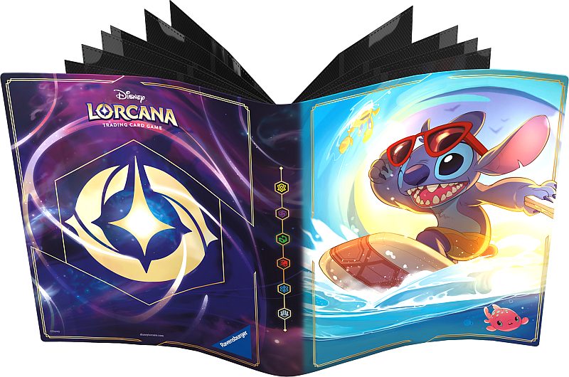 Mappe Disney Lorcana Tcg: Set 01-04  The First Chapter : Stitch Carefree Surfer  -pocket Lorebook Card Portfolio Album  Holder 64 Kort     Oversized Kort