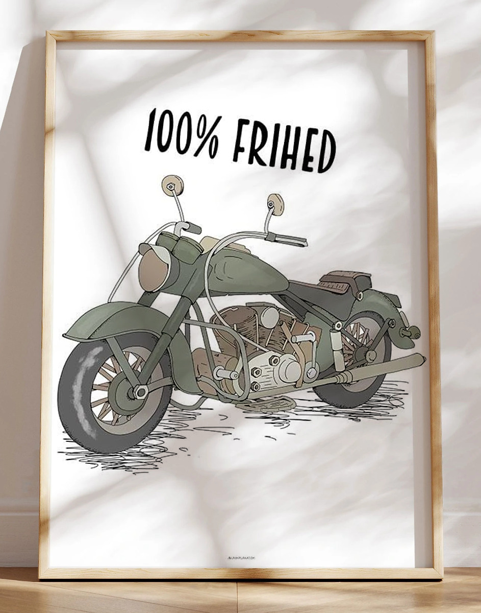 Motorcykelplakat Grøn Motorcykel