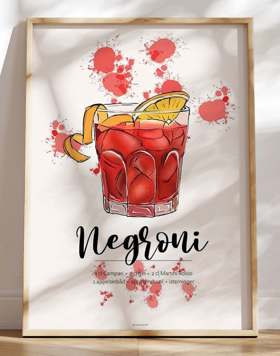 Negroni Opskrift Plakat