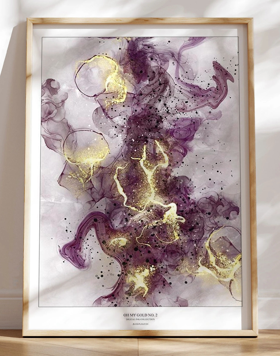 Oh My Gold No    Kunstplakat Med Grafisk Guldeffekt