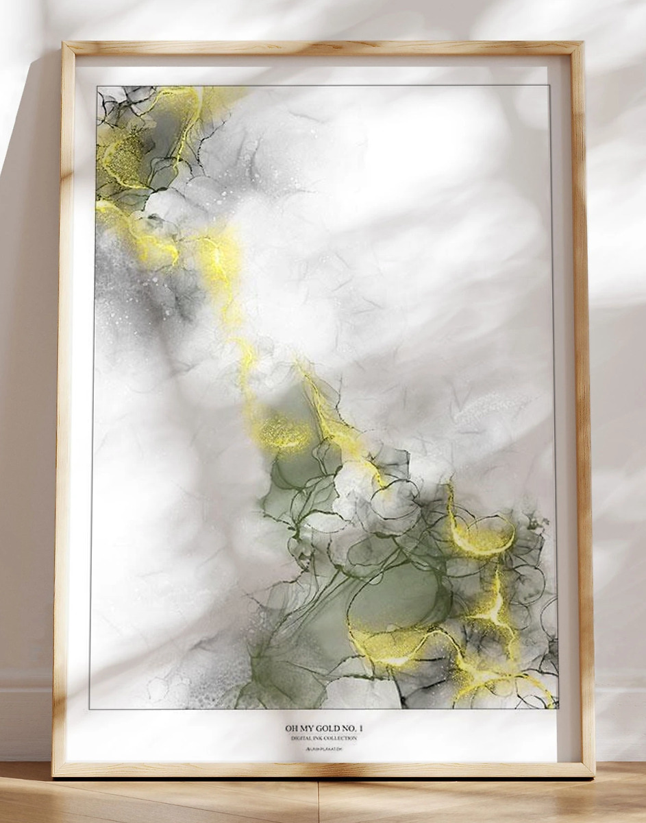 Oh My Gold No    Kunstplakat Med Grafisk Guldeffekt