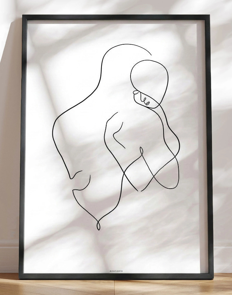 One Line Drawing Hug No    Plakat