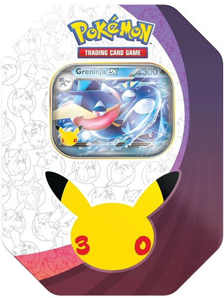 Pokemon Tin Kasse: 2026 Fall: Greninja Ex Mega Evolution: 30th Celebration Collector   Tin Box    Boosters