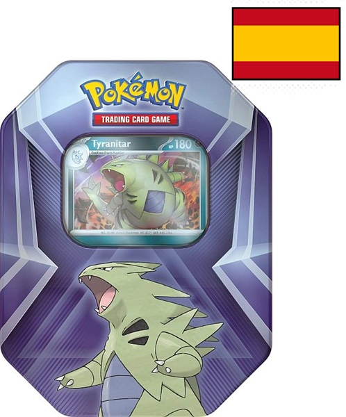 Pokemon Tin Kasse Spansk Spanish 2024: Tyranitar  Larvitar  Pupitar  Triple Whammy Collector   Tin Box    Boosters