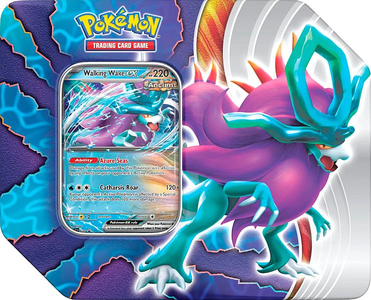 Pokemon Tin Kasse 2024 Wave   Spring  Usa Version : Walking Wake Ex  Ancient Suicune  Paradox Clash Collector   Tin Box    Boosters