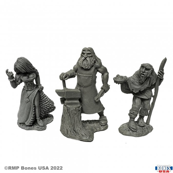 Reaper Bones Usa Reaper Legends: Townsfolk  Strumpet  Blacksmith  Beggar  Plastic Miniatures