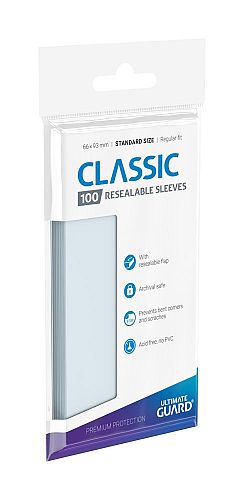 Ultimate Guard Classic Sleeves  Lommer  Resealable Standard Size Transparent  Gennemsigtige   100