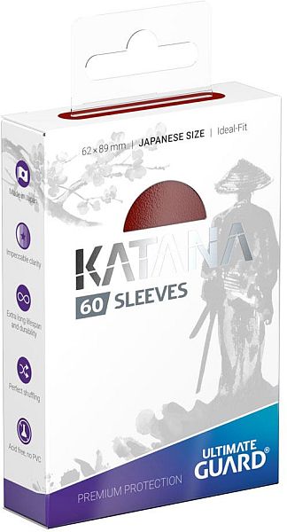 Ultimate Guard Katana Sleeves  Kortlommer  Japanese Size  Yugioh-st 195 184 Rrelse  Red  60 Sleeves