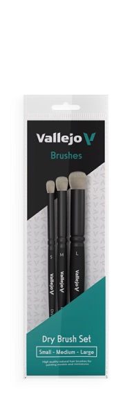 Vallejo Brush Round Set Natural Hair Dry Brush Small  Medium  Large